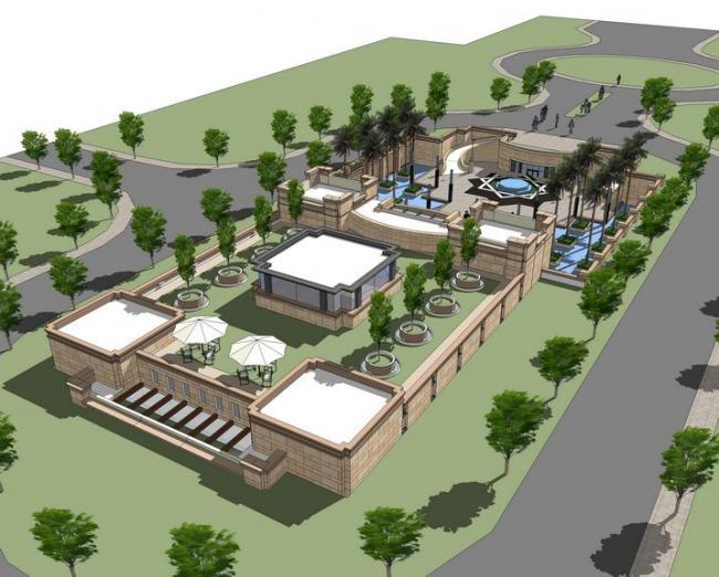 SketchUp Business Model: Multi-Story Sunken Clubhouse and European-Style Commercial Building