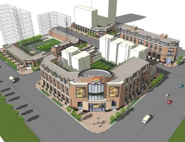 SketchUp Business Model: Multi-Story Corner Commercial Building in Classic European Style