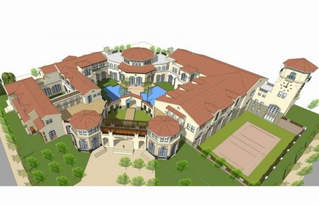 SketchUp Business Model: Multi-Story Clubhouse in Classical and Spanish Styles for Commercial Use