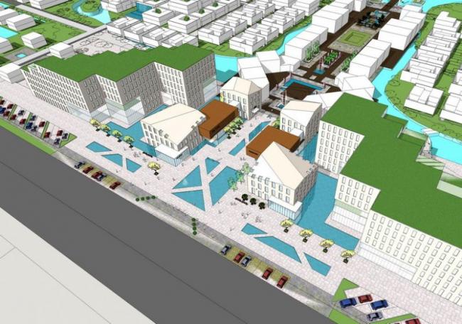 SketchUp Business Model: Modern Multi-Story Commercial Street Design