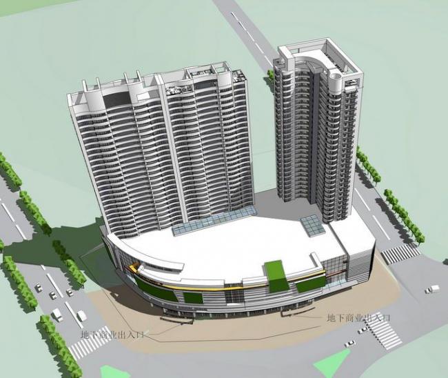 Modern High-Rise Residential with Ground Floor Commercial Spaces | SketchUp Model