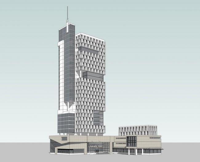 Modern High-Rise Office Building Model in SketchUp