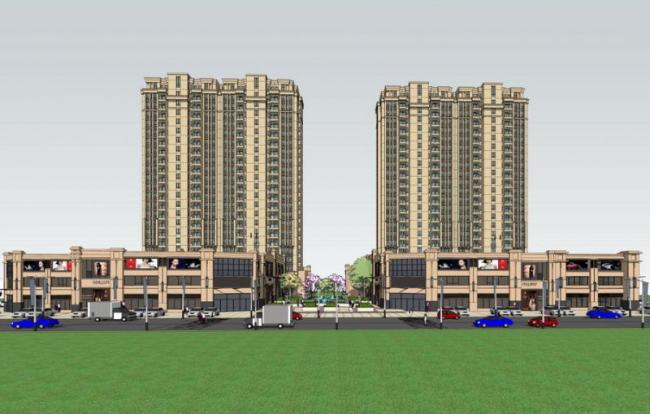 SketchUp Residential Models: High-Rise Apartments, Ground-Floor Commercial Spaces, and Neoclassical Designs
