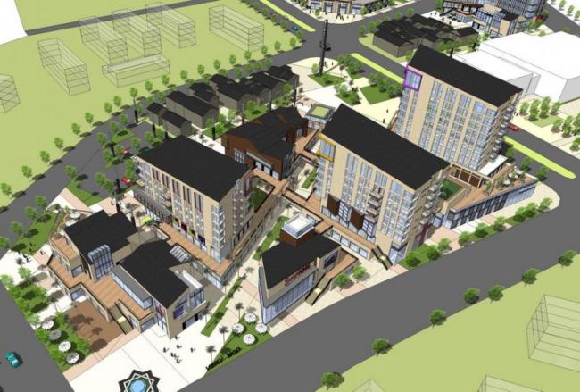 SketchUp Business Model: Multi-Story Commercial Street in Modern Chinese Style