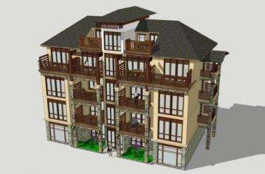 SketchUp Residential Model: Multi-Story Southeast Asian Style Villa and Apartment Building-BIM WORLD