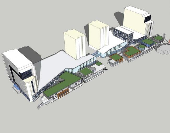 SketchUp Business Model: Modern Multi-Story Commercial Street Design