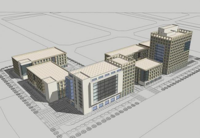 Modern Multi-Story Office Building Model in SketchUp