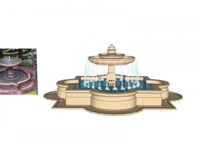 SketchUp Material Model: European Pool Fountain Component