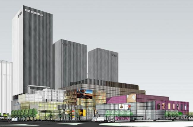 Modern High-Rise Office Building with Ground-Floor Commercial Space in SketchUp