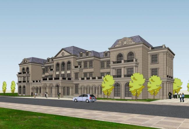 SketchUp Multi-Story Hotel Model | French Classical Style Design