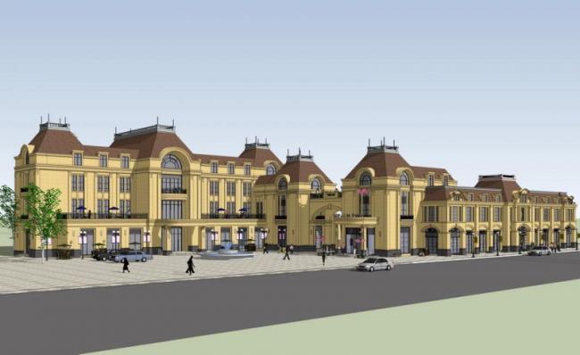 SketchUp Business Model: Multi-Story French Classical Commercial Street Design