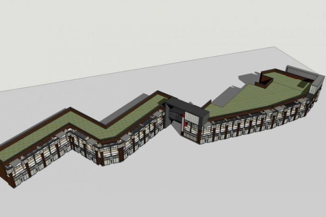 SketchUp Business Model: Modern Multi-Story Commercial Podium Design