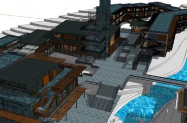 Modern Multi-Story Mountain Inn Hotel Model in SketchUp-BIM WORLD
