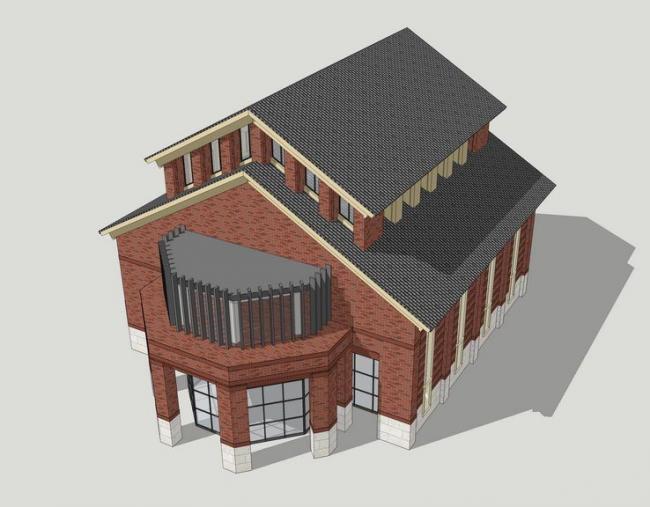 SketchUp Cultural Model: Simplified European Small Exhibition Hall in Classical Style