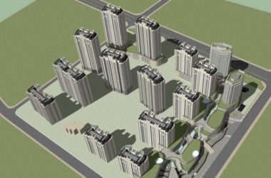SketchUp Business Model: Multi-Story Distributed Commercial Street in Simplified Modern European Style-BIM WORLD