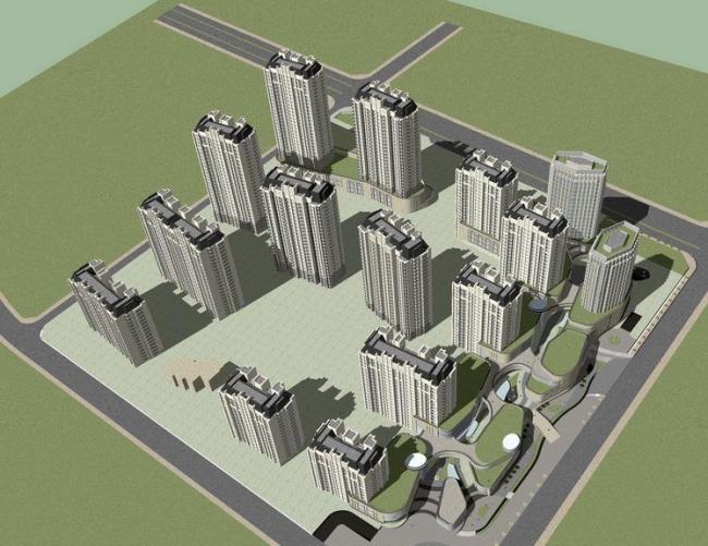SketchUp Business Model: Multi-Story Distributed Commercial Street in Simplified Modern European Style