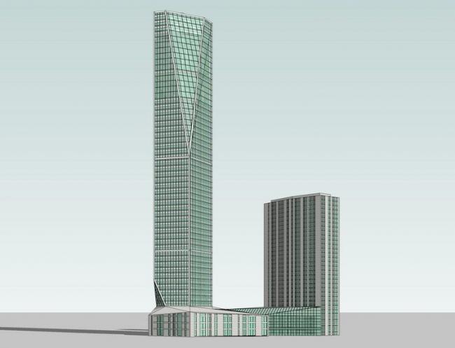 Modern Super High-Rise Office Building Model in SketchUp