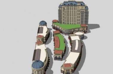 SketchUp Business Model: Multi-Story Commercial Street in French Classical Style-BIM WORLD