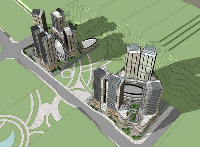 Modern High-Rise Office Building Model in SketchUp
