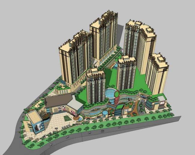 SketchUp Models of High-Rise Neoclassical Residential Communities