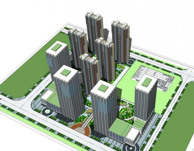 Modern High-Rise Office Building Model in SketchUp