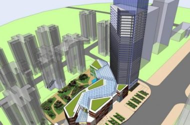 Modern High-Rise Office Building with Ground Floor Retail – SketchUp Model-BIM WORLD