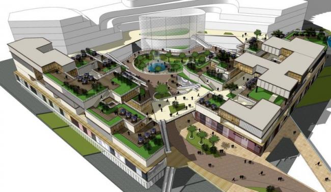 SketchUp Business Model: Modern Multi-Story Commercial Street Design