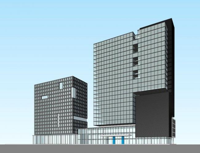 Modern High-Rise Office Building Model in SketchUp