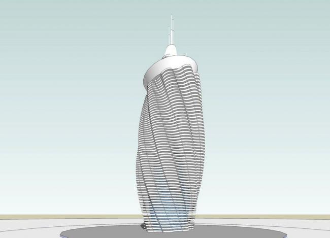 SketchUp Model of a Modern Super High-Rise Office Building