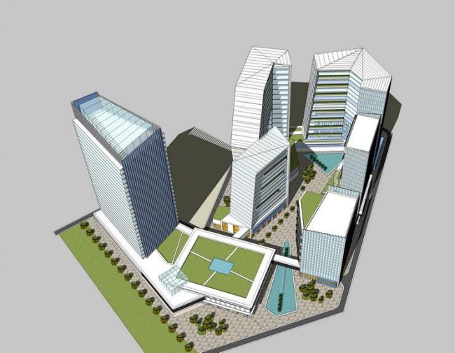 Modern High-Rise Office Building Model in SketchUp