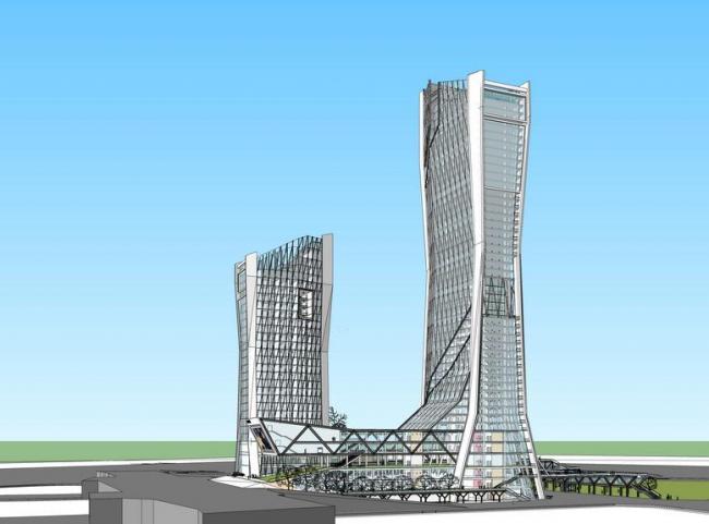 Modern Super-Tall Office Building Model in SketchUp