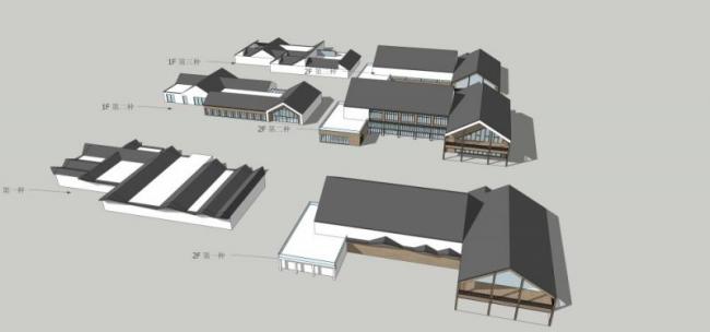 SketchUp Business Model: Multi-Story Commercial Street in Modern Chinese Style