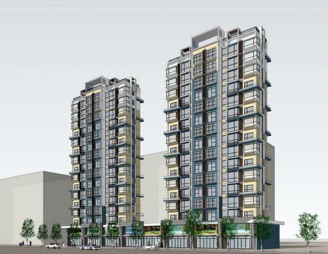 Modern High-Rise Residential Buildings with Ground Floor Shops in SketchUp