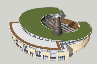 SketchUp Cultural Model: Multi-Story Circular Theater with Modern Architectural Design-BIM WORLD