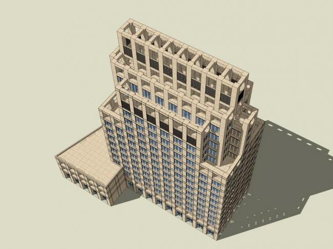 SketchUp Office Model | Classical High-Rise Office Building