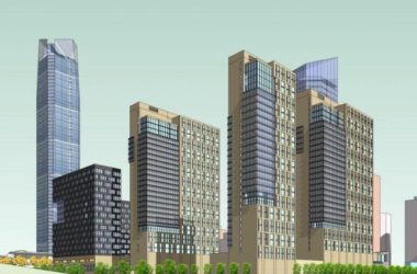 SketchUp Complex Model: Modern Super High-Rise Office Building with Ground Floor Design-BIM WORLD