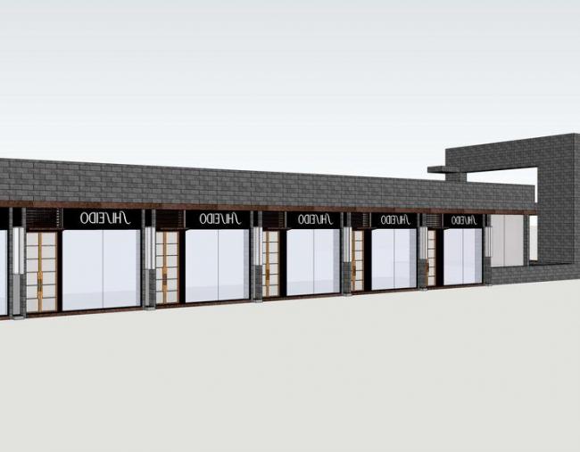 SketchUp Business Model: Modern 1F Commercial Skirt Design