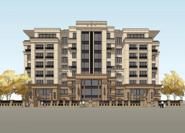 SketchUp Residential Model: Multi-Story Simplified European and Classical Style Home Design