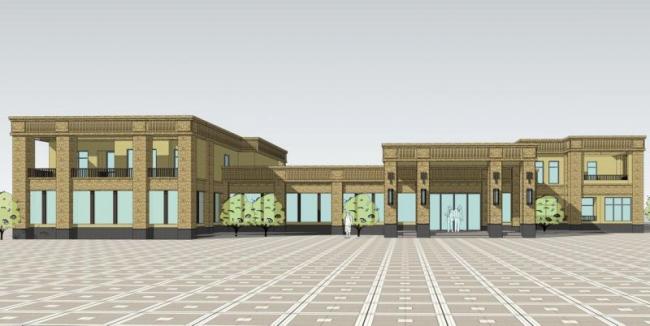 SketchUp Business Model: Multi-Story Sales Center in Simplified European Classical Style