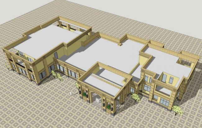 SketchUp Business Model: Multi-Story Sales Center in Simplified European Classical Style Commercial Architecture