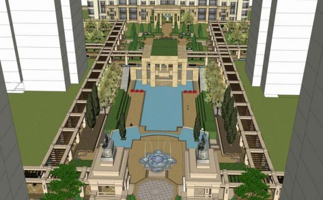 Neoclassical High-Rise Residential Complex 3D Model in SketchUp