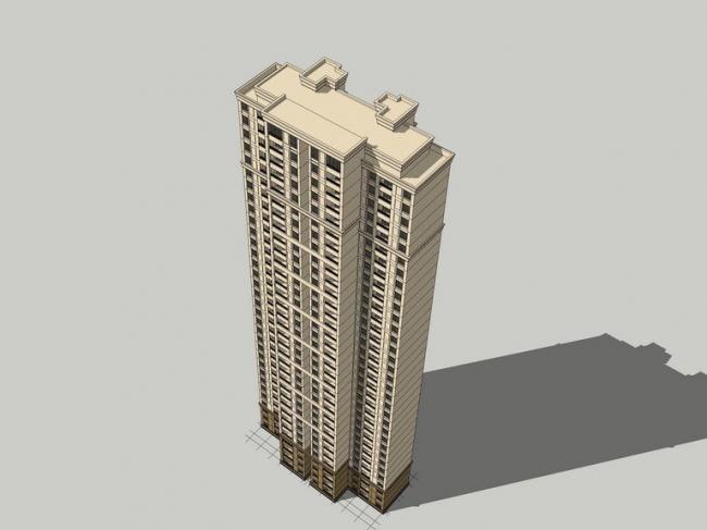 Neoclassical High-Rise Residential Building Model in SketchUp