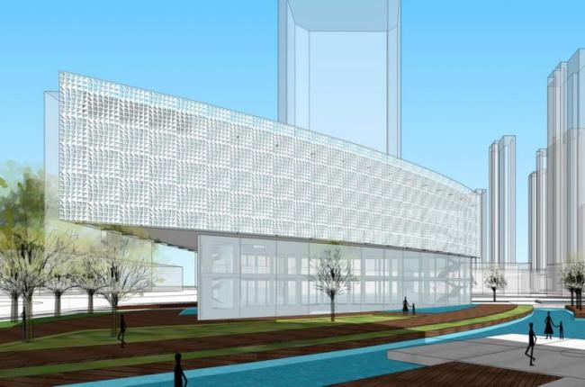SketchUp Business Model: Multi-Story Sales Center and Modern Commercial Building Design