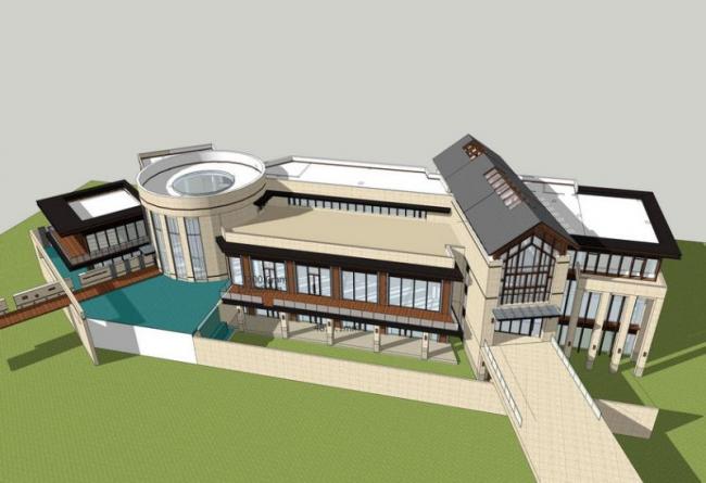 SketchUp Business Model: Modern Multi-Story Commercial Club Design