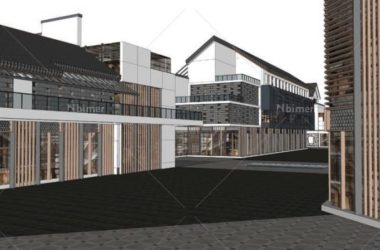 SketchUp Business Model: Multi-Story Commercial Street in Modern Chinese Style-BIM WORLD