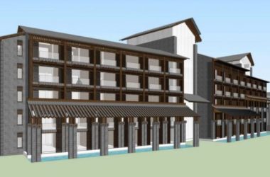 Multi-Story Hot Spring Hotel SketchUp Model in Contemporary Chinese Style-BIM WORLD