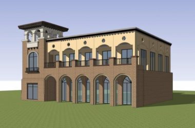 SketchUp Cultural Model: Multi-Story Park Architecture in Classical Style-BIM WORLD