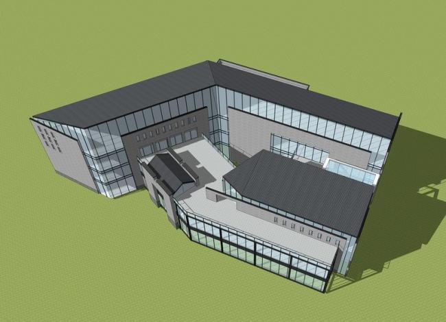 SketchUp Business Model: Multi-Story Commercial Building in Modern Chinese Style