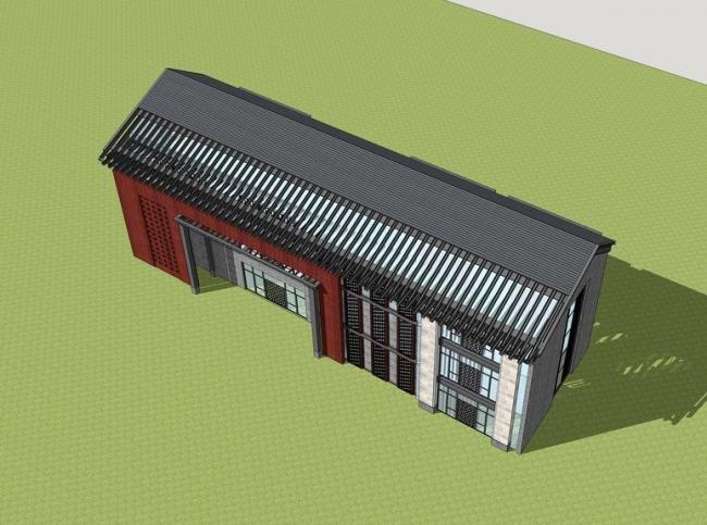 SketchUp Business Model: Multi-Story Commercial Building in Modern Chinese Style