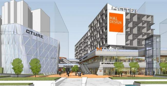 Modern Multi-Story Hotel and Commercial Building Model in SketchUp